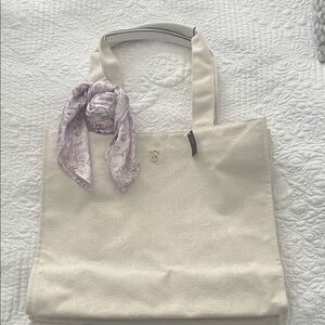 Victoria’s Secret Cream Tote Bag with Scarf Accent